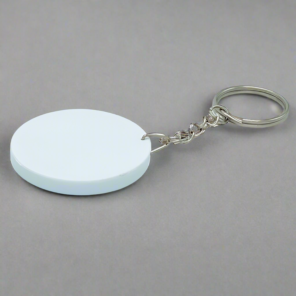 Round White Polymer Keychain