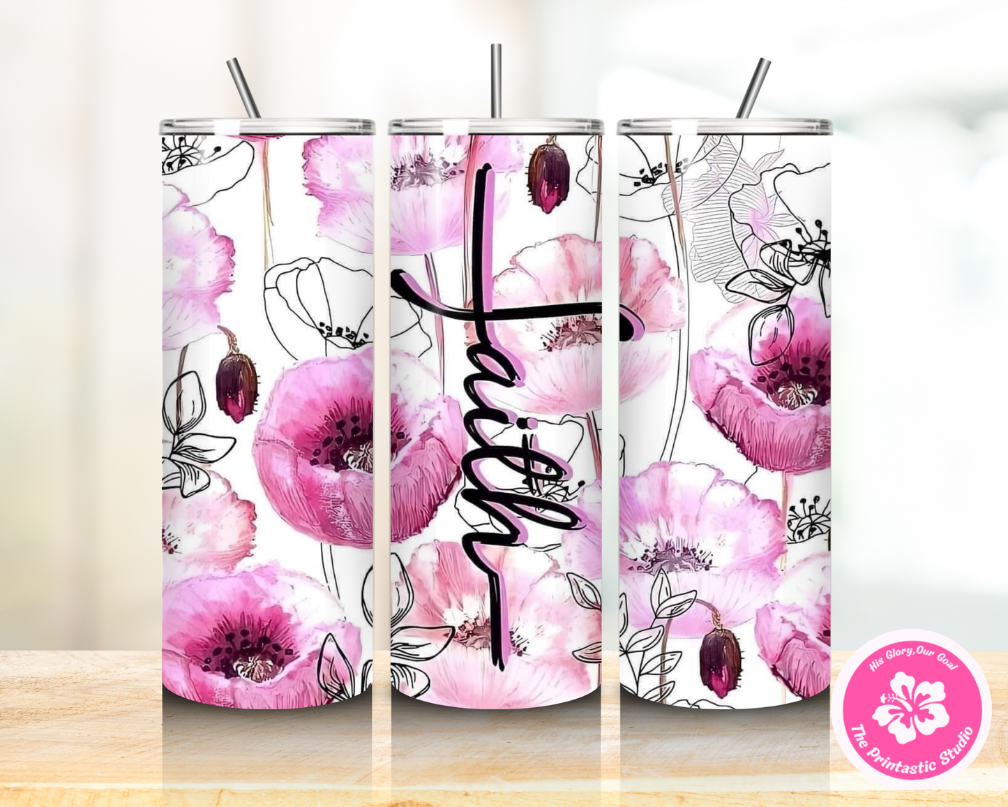 Pink Floral Faith - Tumbler