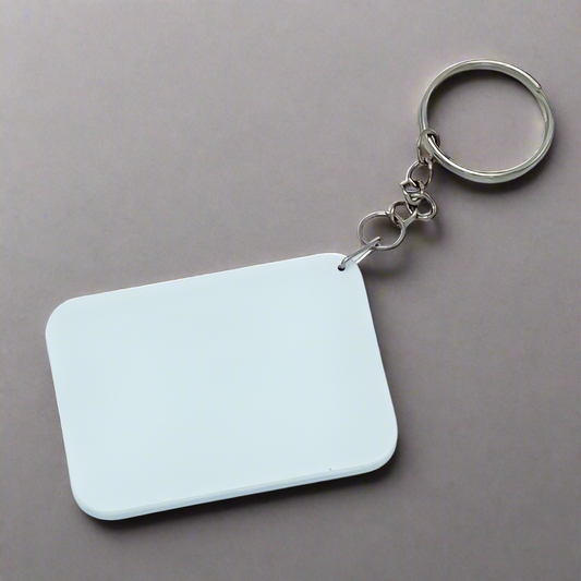 Rectangular White Polymer Keychains