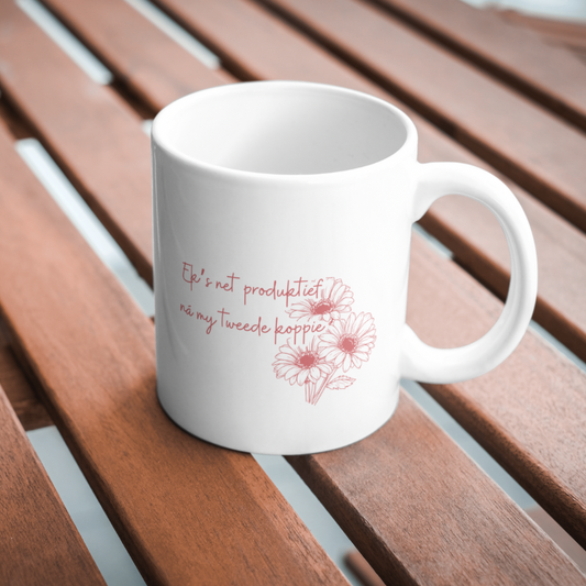 “Produktief ná Koppie Twee” – Boeretroos Mug