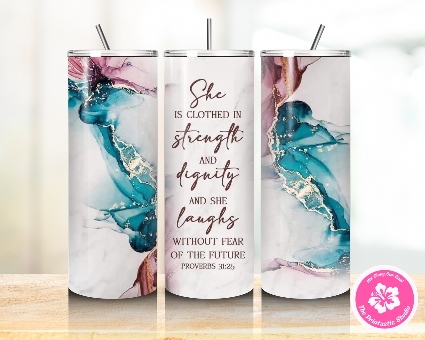 She is Clothed in Strength - Tumbler