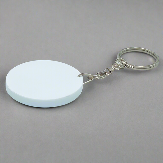 Round White Polymer Keychain