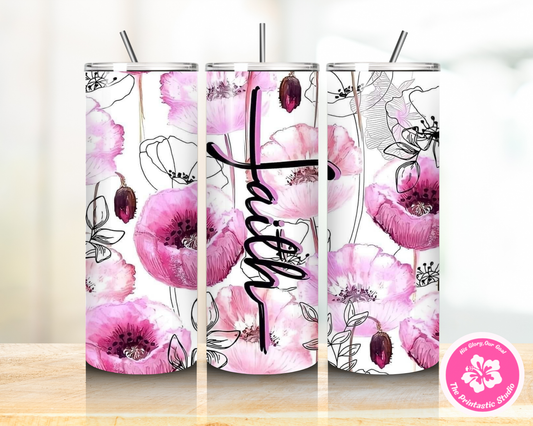 Pink Floral Faith - Tumbler